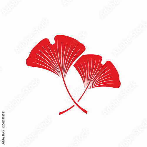 Two Red Ginkgo Leaves