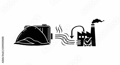 Industrial process showing waste transformation into usable energy