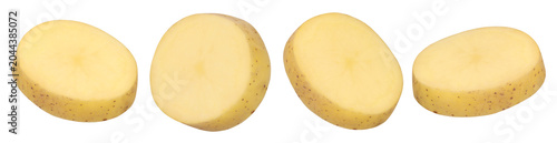 Fotografi slices young potatoes isolated, transparent PNG