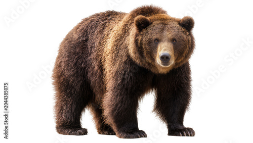Tableau sur toile Brown bear standing on white
