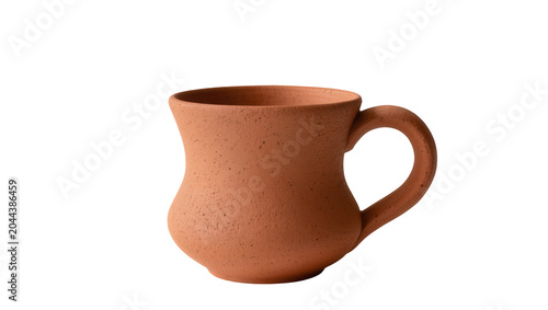 Obraz na plátne Terracotta mug with handle, rustic earthenware vessel