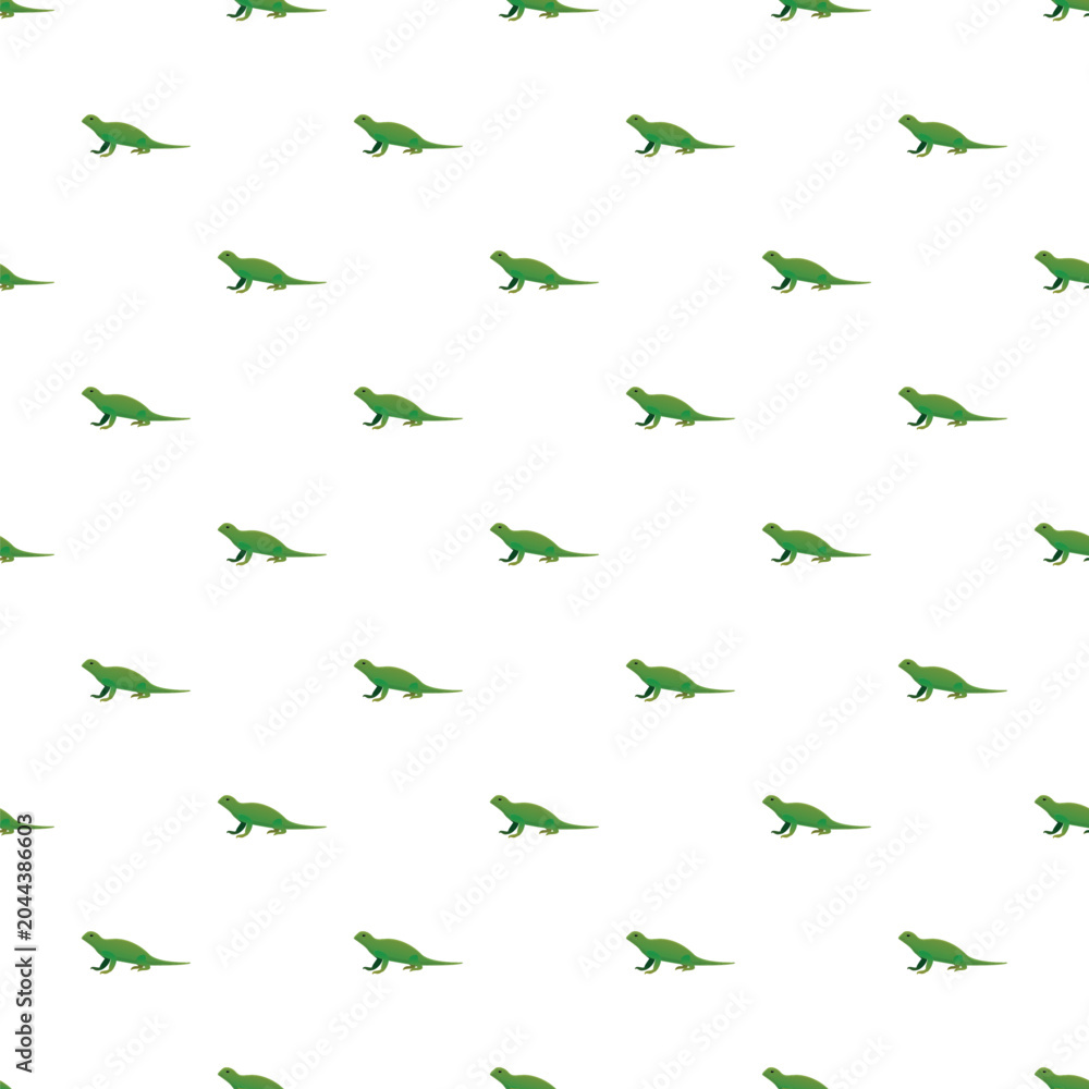Fototapeta premium Green lizards repeating on a white background forming a playful animal pattern