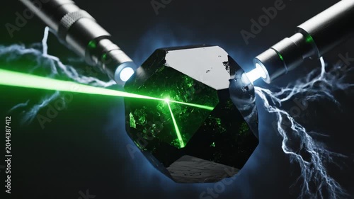 Crystal with electric energy beams