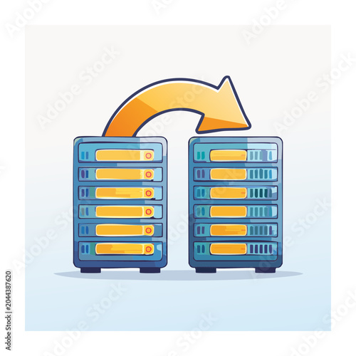 Server data transfer illustration with arrow