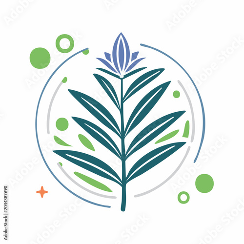 Stylized Plant Illustration with Abstract Elements