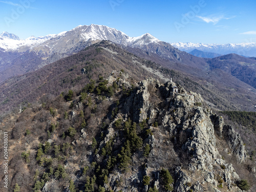 Bild auf Leinwand View of the summit of Rocca Sella (Caprie - Italy)