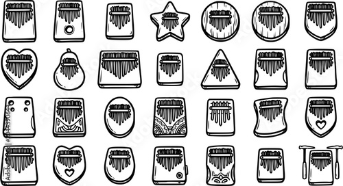 Tableau sur toile Music Kalimba Thumb Piano Glyphs Vector Collection