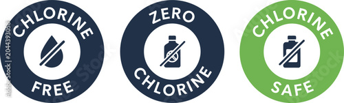 Tableau sur toile Chlorine Free and Safe Product Labels Set on White Background