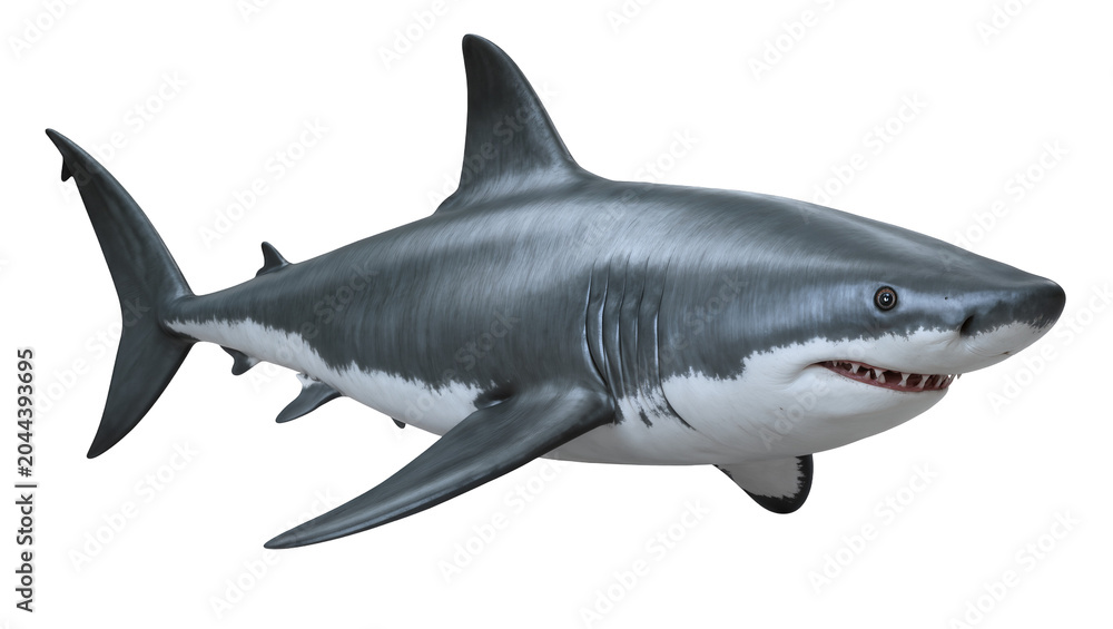 Obraz premium Great White Shark with Sharp Teeth and Gills