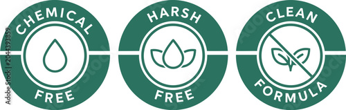 Photos Chemical Free Harsh Free Clean Formula Product Label Badges Set