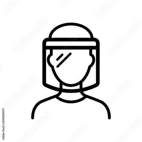 Fotografi Protective headgear icon representing a clear plastic face shield mask
