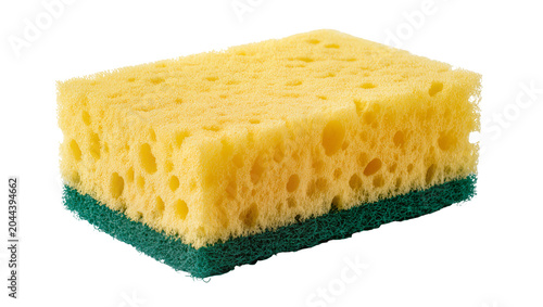 Cuadro en lienzo Yellow sponge with green abrasive scrubber side