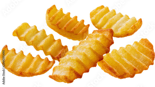 Quadro su tela Crinkle cut french fries, golden brown and crispy potato wedges