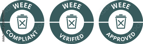 Schilderij op canvas WEEE Compliance Approved Verified Circular Badge Icons Set