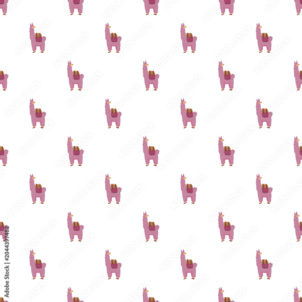 Naklejka premium Pink llama characters repeating on a white background, creating a cheerful pattern