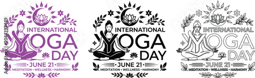 International yoga day logos and icons