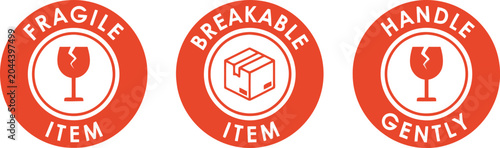 Photos Fragile Item and Breakable Package Warning Labels Set