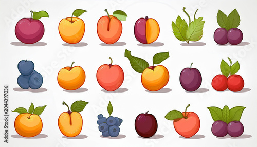 Mixed fruits collection on plain background