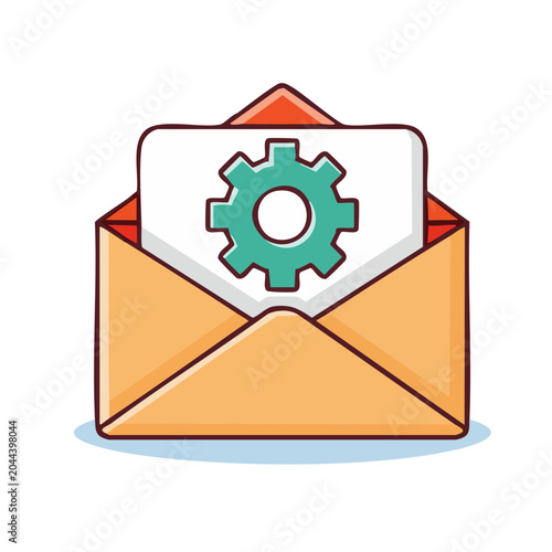 Email settings icon with gear inside an envelope