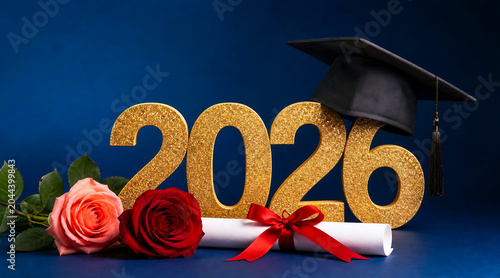 2026 graduation celebration with diploma and roses graduation celebration