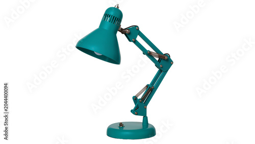 Canvas Print Turquoise articulated desk lamp with adjustable arm and spring mechanism