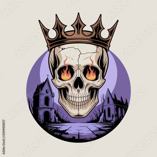 Obraz na płótnie Skull wearing a crown royalty symbol.
