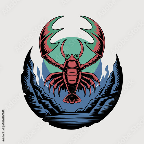 Tableau sur toile Scorpion Illustration with Claws Raised High.