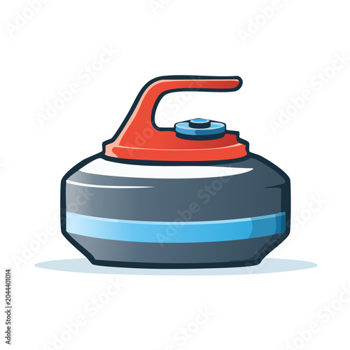Flat design illustration of a curling stone