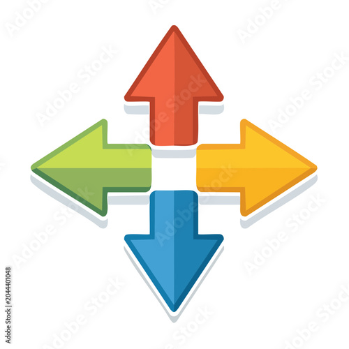 Four directional arrows in flat design style