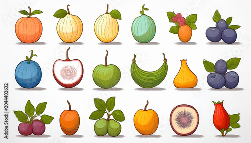 get to know the types of fruit with a plain background