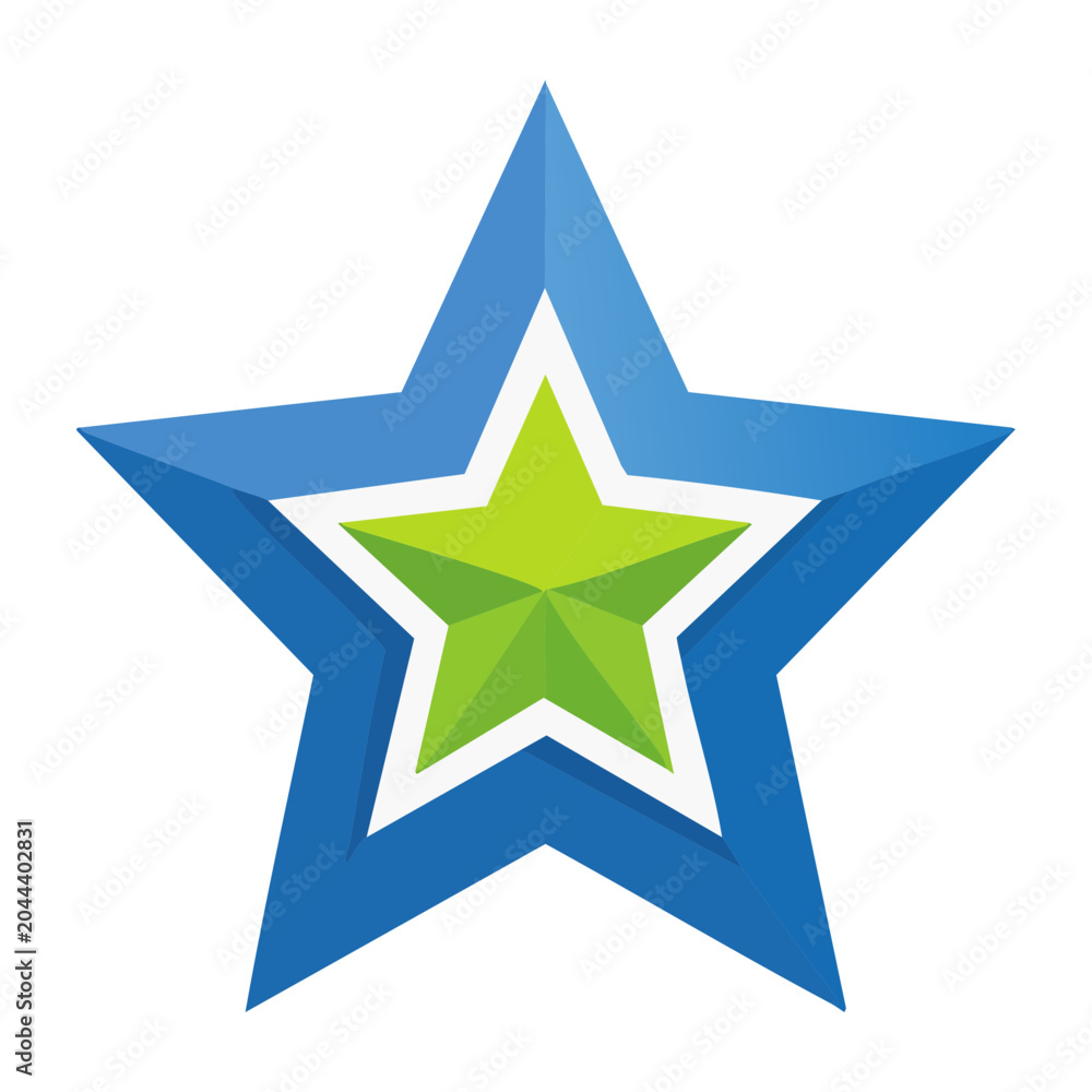 Obraz premium 3D star icon with blue and green layers