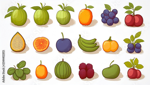 get to know the types of fruit with a plain background