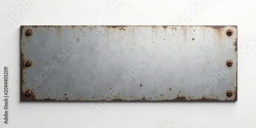 Rustic Weathered Metal Plate with Industrial Fasteners Ideal for Text Overlay or Design Element