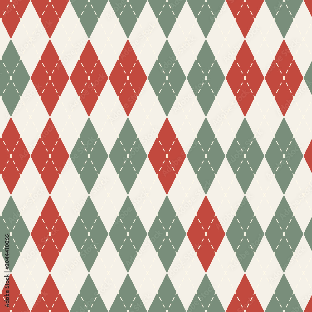 Obraz premium Christmas Argyle Red Green