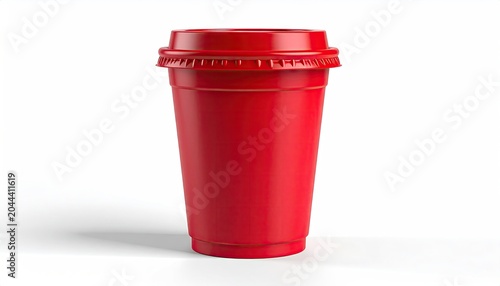 Red, to-go cup with a matching red lid