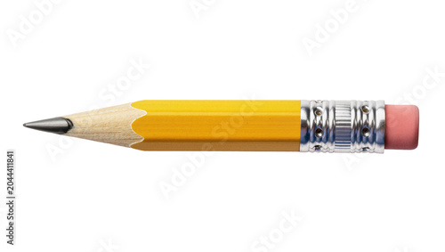 Tableau sur toile Yellow wooden pencil with graphite tip and pink eraser