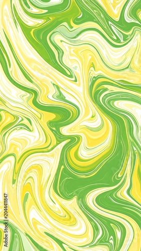 Swirling, abstract pattern with green, yellow, white