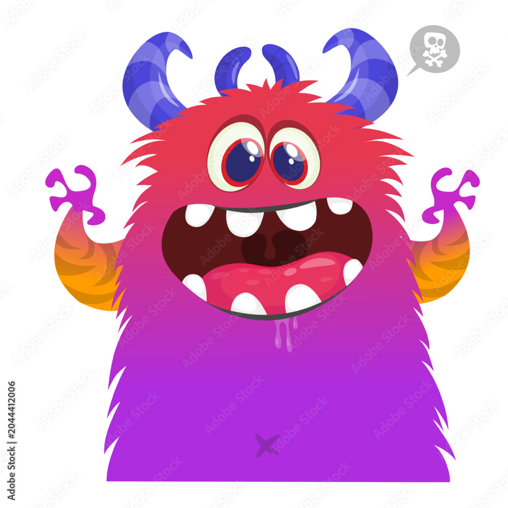Naklejka premium Cartoon Scary monster waving hands illustration