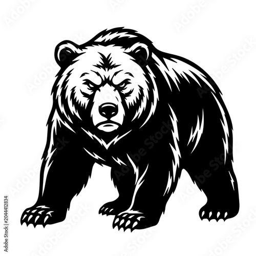 Angry Roaring Bear Vector Art - Aggressive Grizzly Mascot Clipart