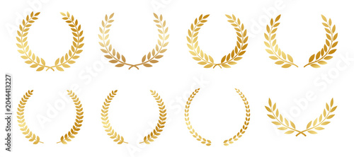Obraz na płótnie Golden Laurel Wreath Collection in Luxury Vector Style