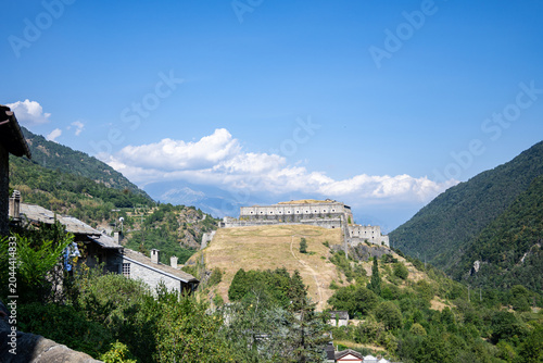 View of the town of Exilles and its fortifications (Italy)
