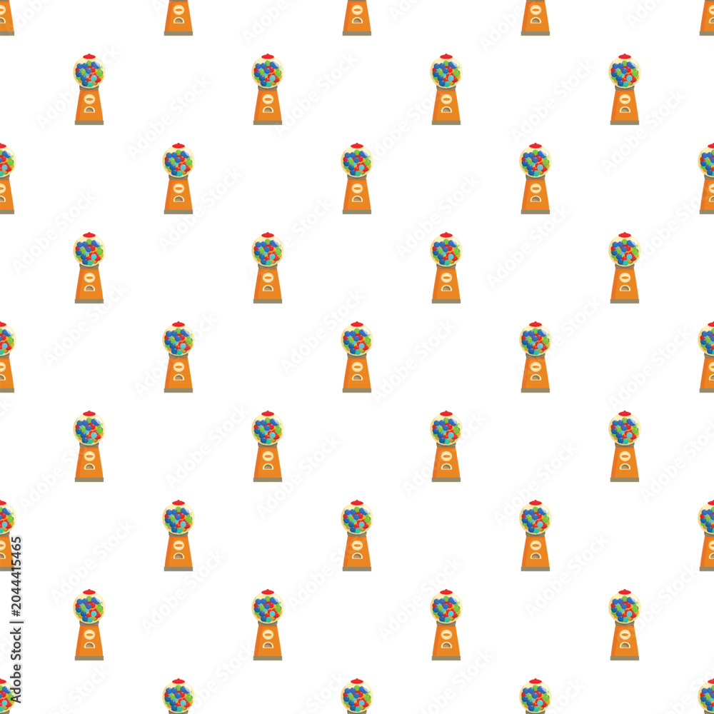 Fototapeta premium Gumball vending machines displaying colorful sweet candies in a seamless repeating pattern