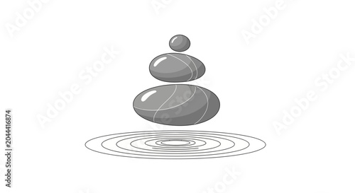 Canvas Print Minimalist floating zen stones creating ripple effect