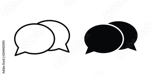 Chat bubble icon clipart and thin stroke versions pack