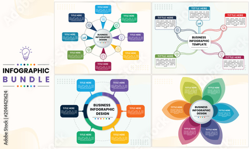Creative Hub and Spoke Business Process Flower Diagram Infographic Templates Bundle