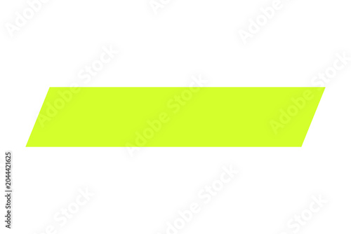 Solid Lime Green Parallelogram Slanted Banner Shape Isolated on White Background