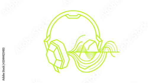 Bild auf Leinwand Headphones with Sound Waves Graphic