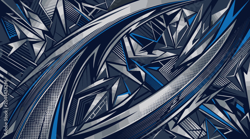 Dynamic Abstract Geometric Background with Blue and Silver Lines
