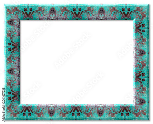 Rustic turquoise frame with abstract mottled pattern