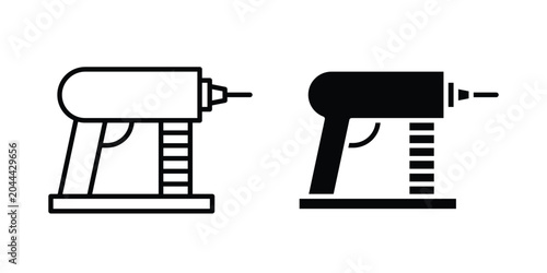 Schilderij op canvas Nail gun icon clipart and thin stroke versions pack